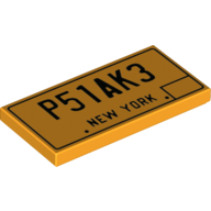 Visuel indicatif Rebrickable de Tuile 2 x 4 avec motif imprimé 'P51AK3 New York' (Tile 2 x 4 with 'P51AK3 New York' Print)