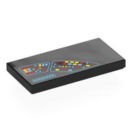 Visuel indicatif Rebrickable de Tuile 2 x 4 avec panneau de contrôle rond, rouge/bleu clair/jaune motif imprimé (Tile 2 x 4 with Round Control Panel, Red/Bright Light Blue/Yellow Buttons (Entrerprise) Print)