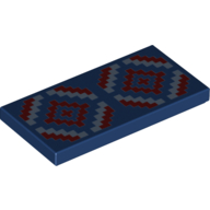 Visuel indicatif Rebrickable de Tuile 2 x 4 avec motif motif imprimé géométrique bleu clair et rouge foncé (Tile 2 x 4 with Bright Light Blue and Dark Red Geometric Design Print)