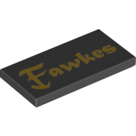 Visuel indicatif Rebrickable de Tuile 2 x 4 avec motif imprimé or 'Fawkes' (Tile 2 x 4 with Gold 'Fawkes' Print)