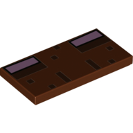Visuel indicatif Rebrickable de Tuile 2 x 4 avec des pixels brun foncé, yeux rose vif motif imprimé (Tile 2 x 4 with Dark Brown Pixels, Bright Pink Eyes Print)