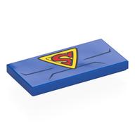 Visuel indicatif Rebrickable de Tuile 2 x 4 avec poitrine, jaune S sur jaune Triangle (Superman Logo) motif imprimé (Tile 2 x 4 with Chest, Yellow S on Yellow Triangle (Superman Logo) Print)