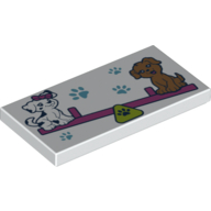 Visuel indicatif Rebrickable de Tuile 2 x 4 avec des chiens sur un motif imprimé à bascule (Tile 2 x 4 with Dogs on Seesaw Print)