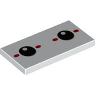 Visuel indicatif Rebrickable de Tuile 2 x 4 avec yeux noirs, motif imprimé points rouges (Tile 2 x 4 with Black Eyes, Red Dots Print)