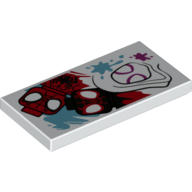 Visuel indicatif Rebrickable de Tuile 2 x 4 avec Spider-Man (Peter Parker), spin (Miles Morales), fantôme-araignée (Gwen Stacy) motif imprimé (Tile 2 x 4 with Spider-Man (Peter Parker), Spin (Miles Morales), Ghost-Spider (Gwen Stacy) Print)
