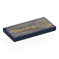 Visuel indicatif Rebrickable de Tuile 2 x 4 avec signe d'or, livre, motif imprimé 'Books' (Tile 2 x 4 with Gold Sign, Book, 'Books' Print)