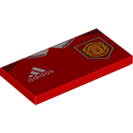 Visuel indicatif Rebrickable de Tuile 2 x 4 avec 'Adidas', Manchester Symbole imprimé (Tile 2 x 4 with 'Adidas', Manchester Symbol Print)
