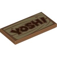 Visuel indicatif Rebrickable de Tuile 2 x 4 avec planche en bois, motif imprimé 'Yoshi' (Tile 2 x 4 with Wooden Board, 'Yoshi' Print)