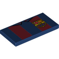 Visuel indicatif Rebrickable de Tuile 2 x 4 avec bandes rouge foncé, FC Barcelone Symbole imprimé (Tile 2 x 4 with Dark Red Strips, FC Barcelona Symbol Print)