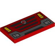 Visuel indicatif Rebrickable de Tuile 2 x 4 avec avant de la voiture, garde-boue, phares, grill, incendie logo motif imprimé (Tile 2 x 4 with Car Front, Fender, Headlights, Grill, Fire Fighter Logo Print)