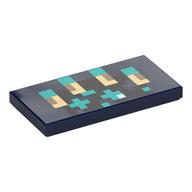 Tuile 2 x 4 avec motif imprimé beige / Turquoise foncé (Tile 2 x 4 with Pixelated Tan/Dark Turquoise Rib Cage Print)