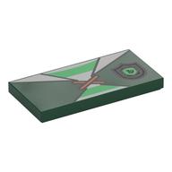 Visuel indicatif Rebrickable de Tuile 2 x 4 avec tunique vert foncé, blanc/vert rayé chemise motif imprimé (Tile 2 x 4 with Dark Green Tunic, White/Green Striped Shirt Print)