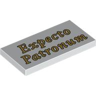 Visuel indicatif Rebrickable de Tuile 2 x 4 avec motif imprimé or 'Expecto Patronum' (Tile 2 x 4 with Gold 'Expecto Patronum' Print)