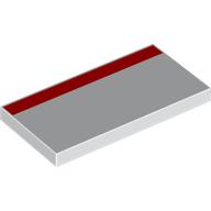 Visuel indicatif Rebrickable de Tuile 2 x 4 avec motif imprimé à rayures rouges (Tile 2 x 4 with Red Stripe Print)