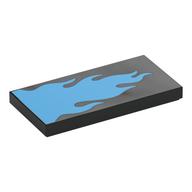 Visuel indicatif Rebrickable de Tuile 2 x 4 avec motif imprimé flammes azur moyen (Tile 2 x 4 with Medium Azure Flames Print)