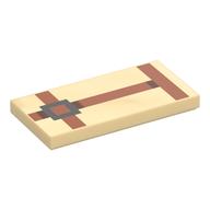 Visuel indicatif Rebrickable de Tuile 2 x 4 avec sangles orange foncé pixelisées, motif imprimé Boucles d'argent (Tile 2 x 4 with Pixelated Dark Orange Straps, Silver Buckles Print)