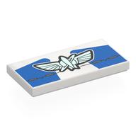 Visuel indicatif Rebrickable de Tuile 2 x 4 avec symbole Lightyear, motif imprimé fond bleu (Tile 2 x 4 with Lightyear Symbol, Blue Background Print)