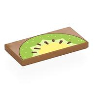 Visuel indicatif Rebrickable de Tuile 2 x 4 avec motif imprimé demi kiwi (Tile 2 x 4 with Half Kiwifruit Print)