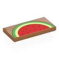 Visuel indicatif Rebrickable de Tuile 2 x 4 avec motif imprimé demi pastèque (Tile 2 x 4 with Half Watermelon Print)