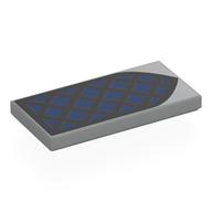 Visuel indicatif Rebrickable de Tuile 2 x 4 avec fenêtre arquée bleue, motif imprimé en treillis noir (Tile 2 x 4 with Blue Arched Window, Black Lattice Print)