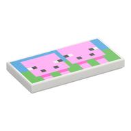 Visuel indicatif Rebrickable de Tuile 2 x 4 avec motif imprimé Deux Cochons Pixelisés (Tile 2 x 4 with Two Pixelated Pigs Print)