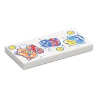 Visuel indicatif Rebrickable de Tuile 2 x 4 avec dessin d'enfant de cochon, coccinelle, motif imprimé d'abeille (Tile 2 x 4 with Child Drawing of Pig, Ladybug, Bee Print)