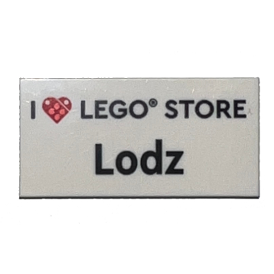 Visuel indicatif Rebrickable de Tuile 2 x 4 avec motif imprimé 'I heart LEGO STORE LODZ' (Tile 2 x 4 with 'I heart LEGO STORE LODZ' Print)