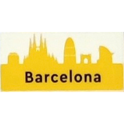 Visuel indicatif Rebrickable de Tuile 2 x 4 avec motif imprimé 'Barcelona' et repères jaunes (Tile 2 x 4 with 'Barcelona' and Yellow Landmarks Print)