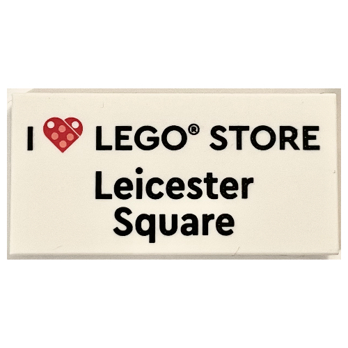Visuel indicatif Rebrickable de Tuile 2 x 4 avec motif imprimé 'I Heart LEGO STORE Leicester Square' (Tile 2 x 4 with 'I Heart LEGO STORE Leicester Square' Print)