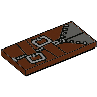 Visuel indicatif Rebrickable de Tuile 2 x 4 avec fermeture éclair gris bleuté clair, sangles motif imprimé (Tile 2 x 4 with Light Bluish Grey Zipper, Straps Print)