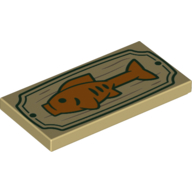 Visuel indicatif Rebrickable de Tuile 2 x 4 avec poisson orange sur signe motif imprimé (Tile 2 x 4 with Orange Fish On Sign Print)