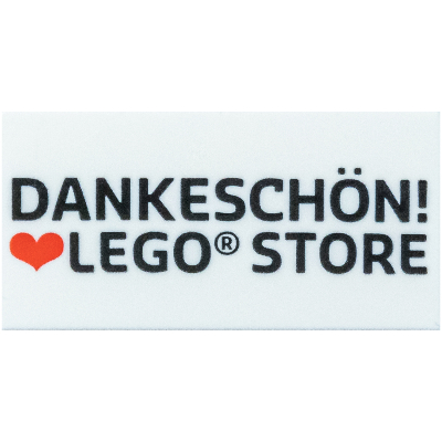 Visuel indicatif Rebrickable de Tuile 2 x 4 avec motif imprimé 'DANKESCHÖN! LEGO STORE' (Tile 2 x 4 with 'DANKESCHÖN! LEGO STORE' Print)