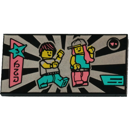 Visuel indicatif Rebrickable de Tuile 2 x 4 avec motif imprimé figurine dansante (VIDIYO) (Tile 2 x 4 with Dancing Figure Print (VIDIYO))