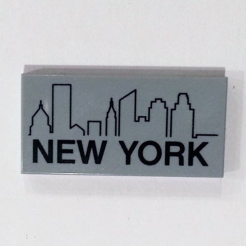 Visuel indicatif Rebrickable de Tuile 2 x 4 avec horizon de la ville et motif imprimé 'NEW YORK' (aimant 853600) (Tile 2 x 4 with City Skyline and 'NEW YORK' Print (Magnet 853600))