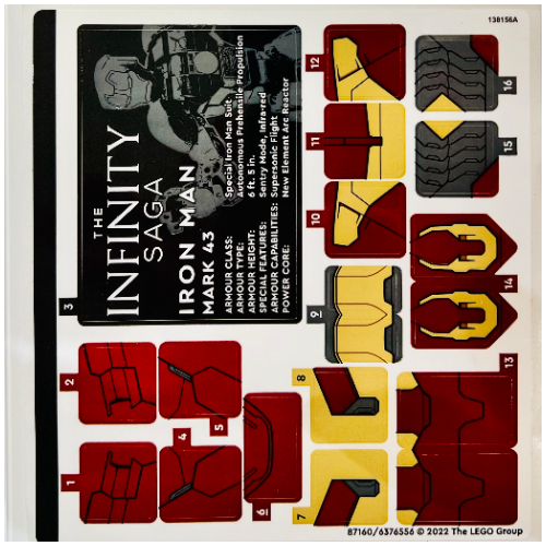 Visuel indicatif Rebrickable de Feuille d’autocollants pour le set 76206-1 (Sticker Sheet for Set 76206-1)