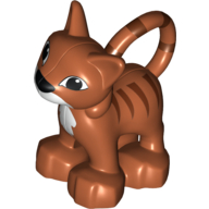 Visuel indicatif Rebrickable de Animal Duplo Chat / Chaton rayé avec poitrine blanche et motif imprimé bouche (Duplo Animal Cat / Kitten Striped with White Chest and Mouth Print)