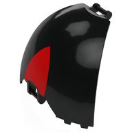 Visuel indicatif Rebrickable de Panneau incurvé, trimestre, avec des barres à chaque extrémité avec motif imprimé Triangle rouge (Panel Curved, Quarter, with Bars at Each End with Red Triangle Print)