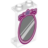 Visuel indicatif Rebrickable de Panneau 1 x 2 x 3 avec supports latéraux - Miroir contour rose - tenons creux (Panel 1 x 2 x 3 with Side Supports - Pink Outline Mirror - Hollow Studs)