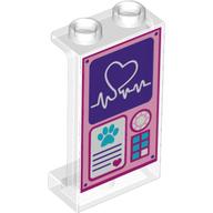 Visuel indicatif Rebrickable de Panneau 1 x 2 x 3 [supports latéraux / tenons creux] avec motif imprimé cœur, patte et cœur (Panel 1 x 2 x 3 [Side Supports / Hollow Studs] with Heart Read Out Key Pad, Paw and Heart Print)