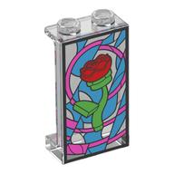 Visuel indicatif Rebrickable de Panneau 1 x 2 x 3 avec vitrail, motif imprimé rose rouge (Panel 1 x 2 x 3 with Glass Stained Window, Red Rose Print)