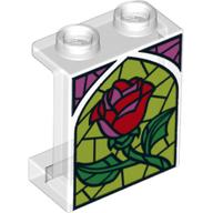 Visuel indicatif Rebrickable de Panneau 1 x 2 x 2 avec vitrail motif imprimé rose (Panel 1 x 2 x 2 with Stained Glass Rose Print)