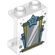 Visuel indicatif Rebrickable de Panneau 1 x 2 x 2 avec miroir, bleu moyen motif imprimé Étoile (Panel 1 x 2 x 2 with Mirror, Medium Blue Star Print)