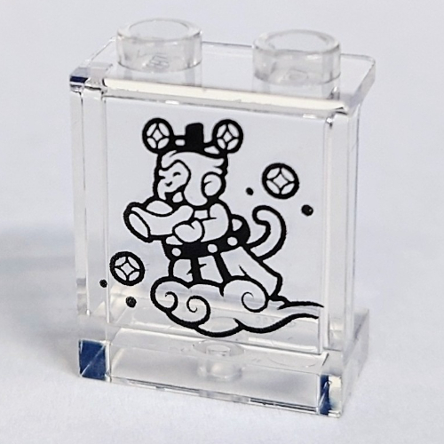 Visuel indicatif Rebrickable de Panneau 1 x 2 x 2 avec roi singe avec corne sur motif imprimé nuage (Panel 1 x 2 x 2 with Monkey King with Horn on Cloud Print)