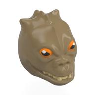 Tête de minifigurine spéciale, tandoshan, yeux orange, blanc yeux pupilles motif imprimé (Bossk) (Minifig Head Special, Trandoshan, Orange Eyes, White Pupils Print (Bossk))
