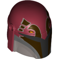 Visuel indicatif Rebrickable de Casque Mandalorian avec Trous, Brun Foncé Détails motif imprimé (Helmet Mandalorian with Holes, Dark Brown Facial Details Print)