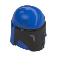 Casque Mandalorian avec Trous, Visière Noire, Marquages Gris Foncé, Motif imprimé rayures (Helmet Mandalorian with Holes, Black Visor, Dark Bluish Grey Markings, Scratches Print)