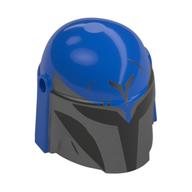 Casque Mandalorian avec Trous, Visière Noire, Marquages Gris Clair-Bleu, Motif imprimé rayures (Helmet Mandalorian with Holes, Black Visor, Light Bluish Grey Markings, Scratches Print)