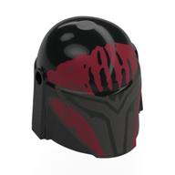 Casque Mandalorian avec Trous, Marquages Noir/Rouge Foncé, Motif imprimé rayures (Helmet Mandalorian with Holes, Black/Dark Red Markings, Scratches Print)