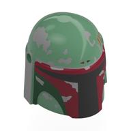 Casque Mandalorian avec Trous, altéré rouge foncé, vert foncé et gris clair bleuâtre motif imprimé (Helmet Mandalorian with Holes, Weathered Dark Red, Dark Green and Light Bluish Grey Print)