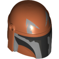 Casque Mandalorian avec trous, motif imprimé noir et gris clair (Helmet Mandalorian with Holes, Black and Light Bluish Gray Print)